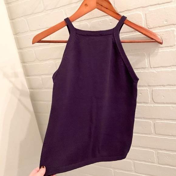 REVOLVE x 525 America Knit Sweater Tank Square Neck Halter Dark Purple XS - Picture 13 of 13